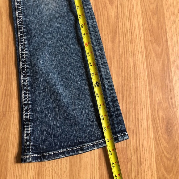 Rock & Roll Cowgirl Mid Rise Bootcut Jeans Dark Denim Embroidery - Picture 5 of 9